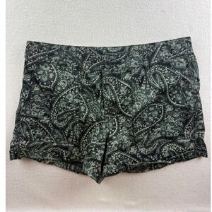 Lucky Brand Womens Green Paisley Print Shorts Size 2 Boho Mid Rise 3 Inch Inseam